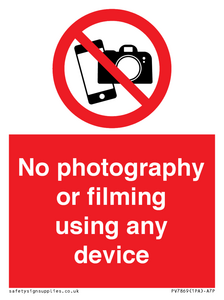 No photography or filming using any device
